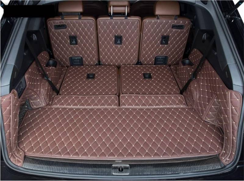 Kompatibel mit Q7 7 Sitze 2015 2016 2017 2018 2019 2020 2021 2022 2023 Spezielle Kofferraummatten Kofferraumteppiche Cargo-Liner-Matte(Coffee) von Siuku