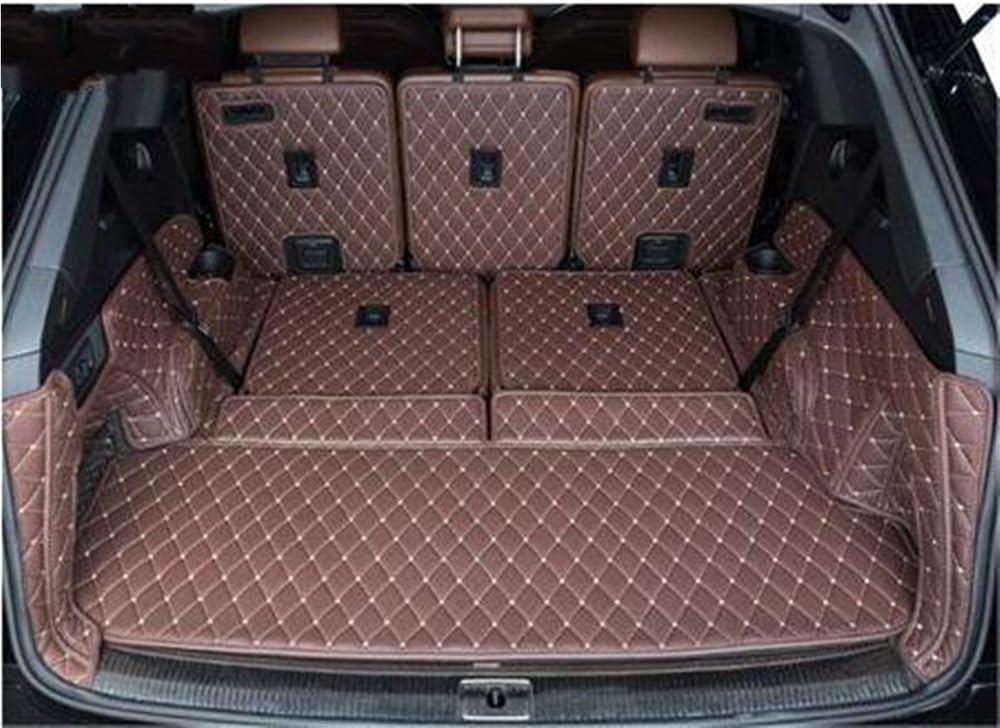 Kompatibel mit Q7 7 Sitze 2015-2022 Spezielle Kofferraummatten Kofferraumteppiche Cargo Liner Styling-Bezüge(Coffee B) von Siuku