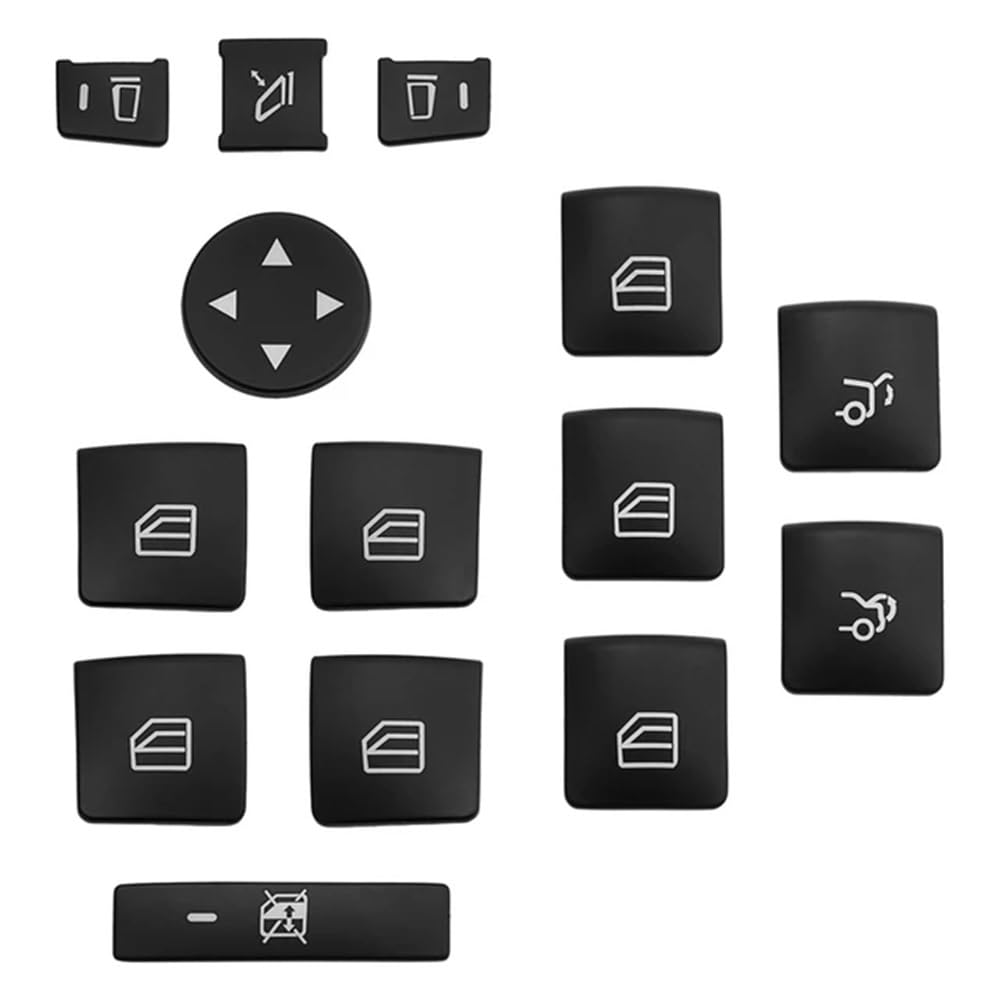 Siuku Automobilinnenraum Kompatibel Mit Benz Für C E-Klasse W204 W212 Auto-Lenkrad-Taste Tür-Entriegelungs-Speicher-Taste Fensterheber-Tasten-Aufkleber(C Model Black) von Siuku