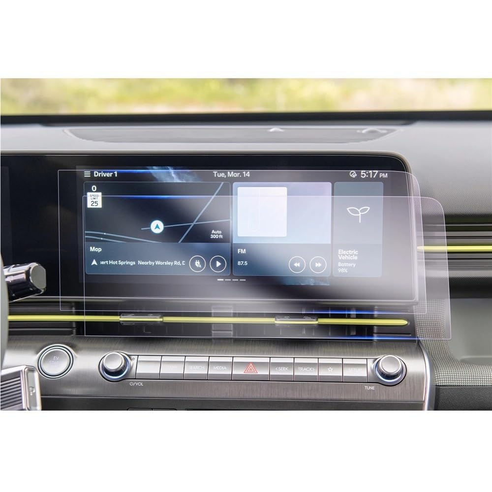 Siuku Kompatibel Mit Hyundai Für Kona SX2 2023 2024 Autonavigation LCD-Instrument Displayschutz Aus Gehärtetem Glas Autozubehör Navigationsschutzfolie(LHD 12.3-Inch) von Siuku