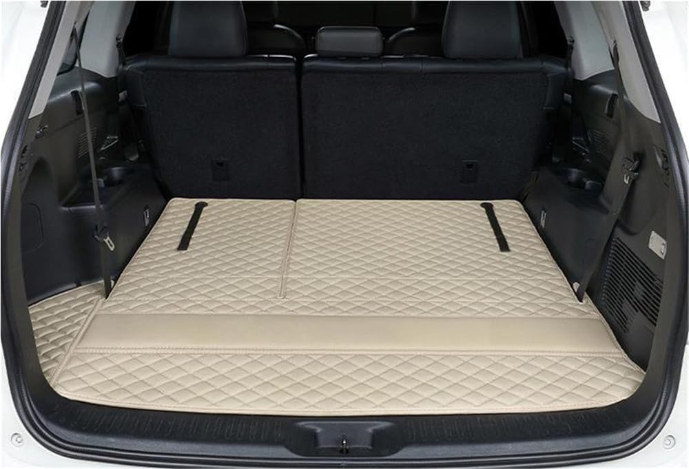 Siuku Kompatibel Mit Toyota Für Highlander 2022 7-Sitzer-Kofferraumabdeckungen Autozubehör Teppiche wasserdichte Schutzpolster Matten(Beige) von Siuku