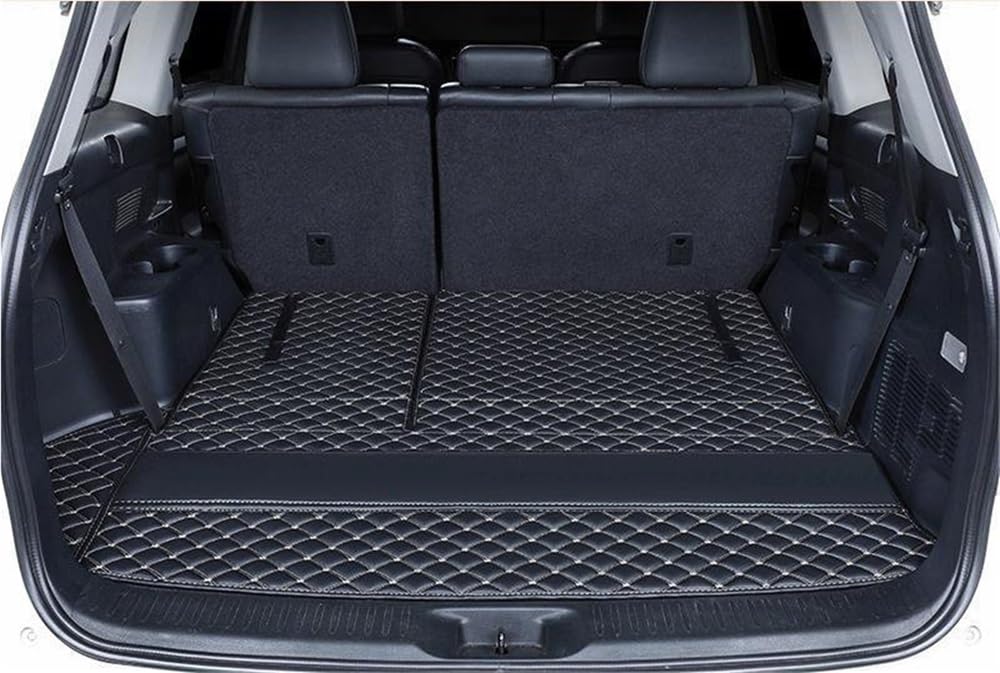 Siuku Kompatibel Mit Toyota Für Highlander 2022 7-Sitzer-Kofferraumabdeckungen Autozubehör Teppiche wasserdichte Schutzpolster Matten(Black Beige) von Siuku