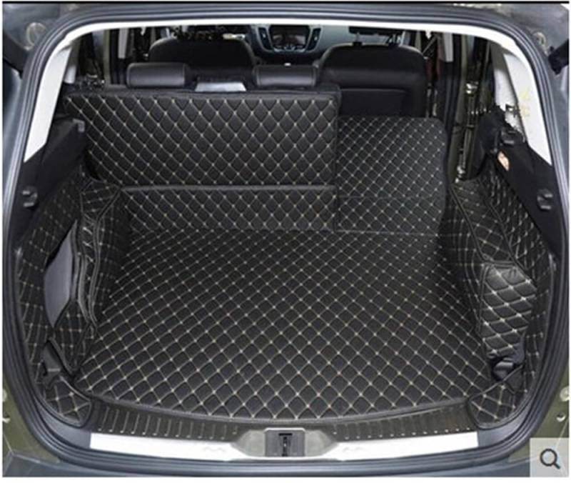 Siuku Kompatibel mit Ford für Kuga 2013 2014 2015 2016 2017 2018 spezielle Kofferraummatten wasserdichte Kofferraumteppiche Cargo-Liner(Black with beige) von Siuku