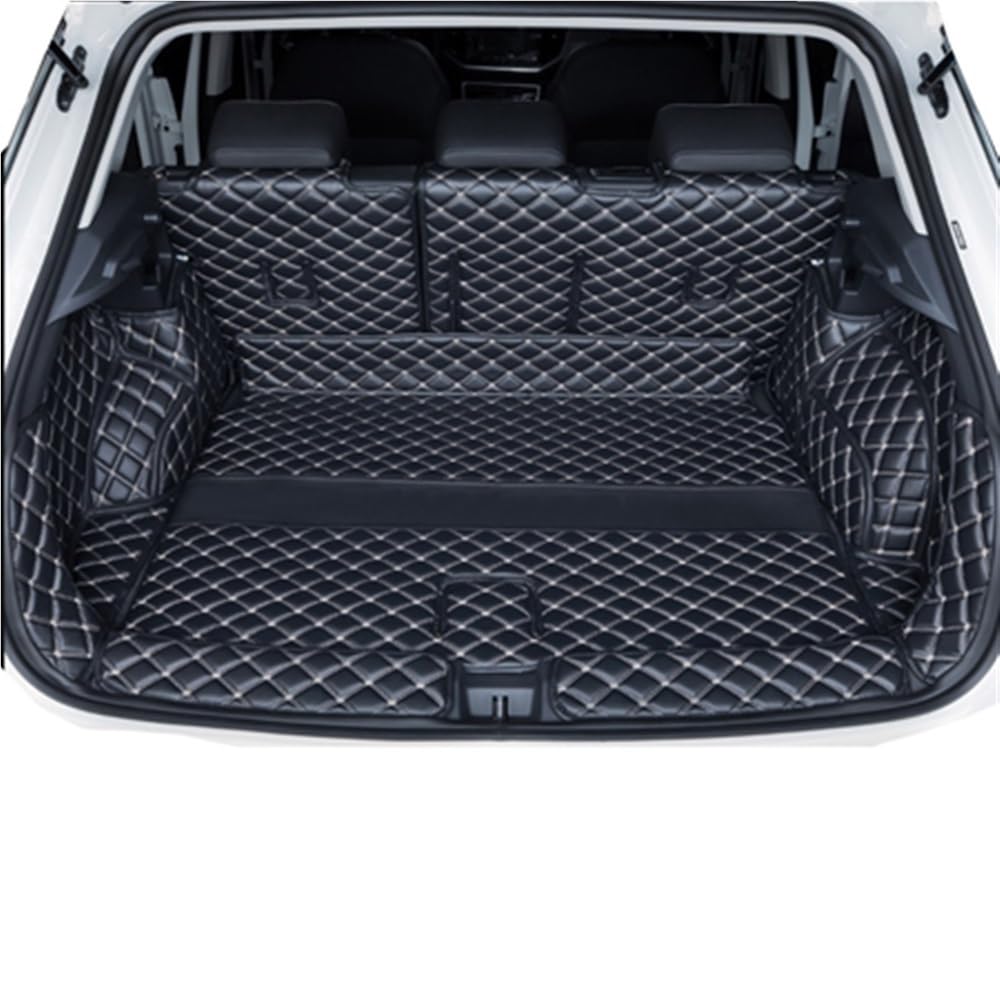 Siuku Kompatibel mit VW für T-ROC für TROC 2019 2020 2021 Kofferraummatten PU Cargo Liner Kofferraumteppiche Innenabdeckung(Black beige 6 pcs) von Siuku