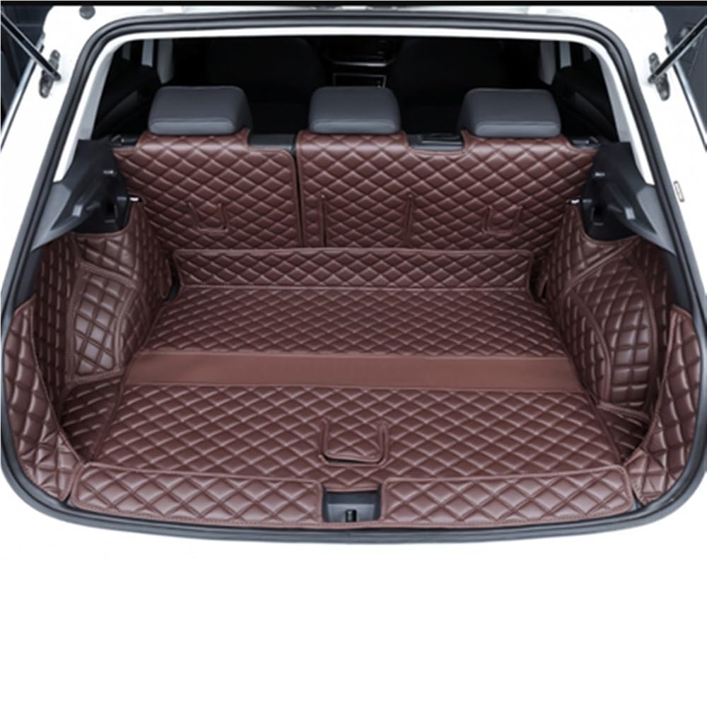 Siuku Kompatibel mit VW für T-ROC für TROC 2019 2020 2021 Kofferraummatten PU Cargo Liner Kofferraumteppiche Innenabdeckung(Coffee 6 pcs) von Siuku