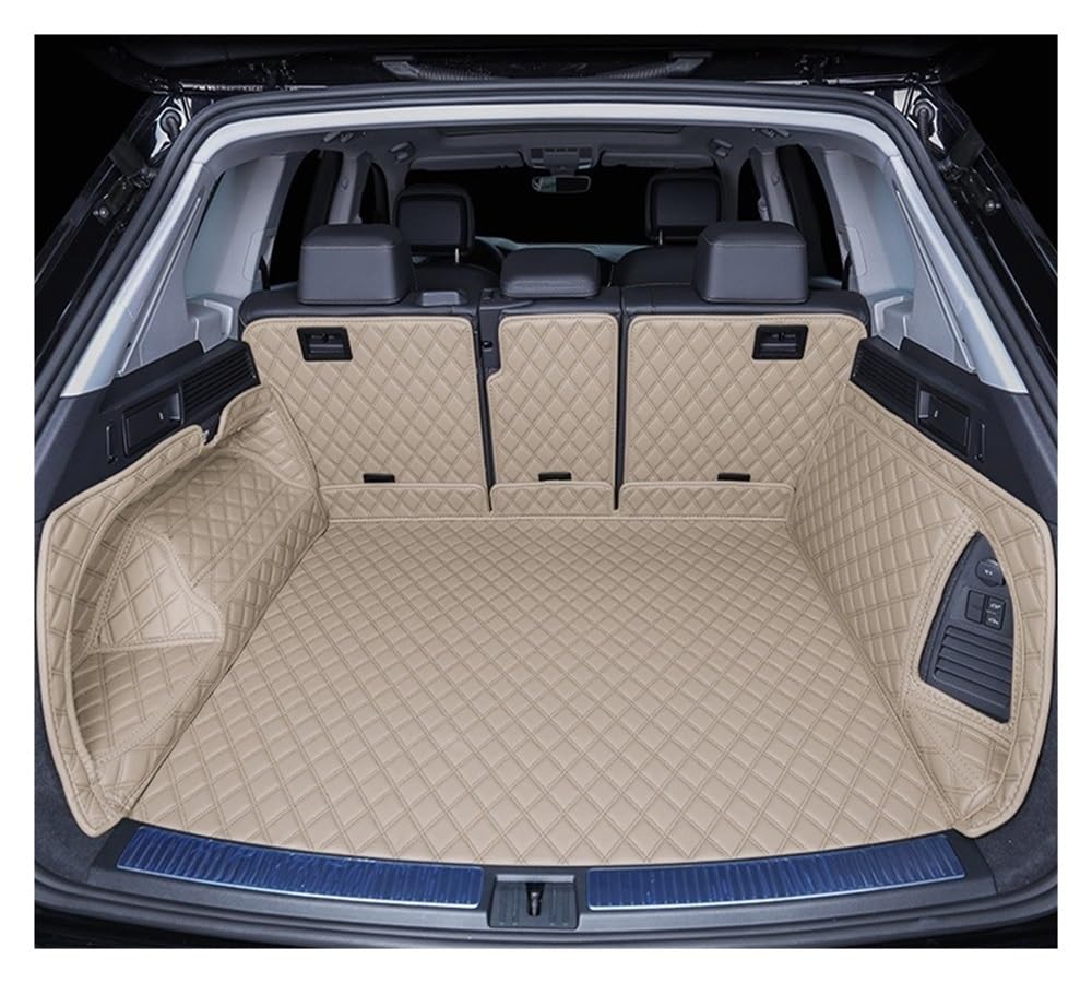 Siuku Kompatibel mit VW für Touareg 2019 2020 2021 Kofferraummatten Kofferraum benutzerdefinierte Auto PU Accesorios Styling(Beige) von Siuku