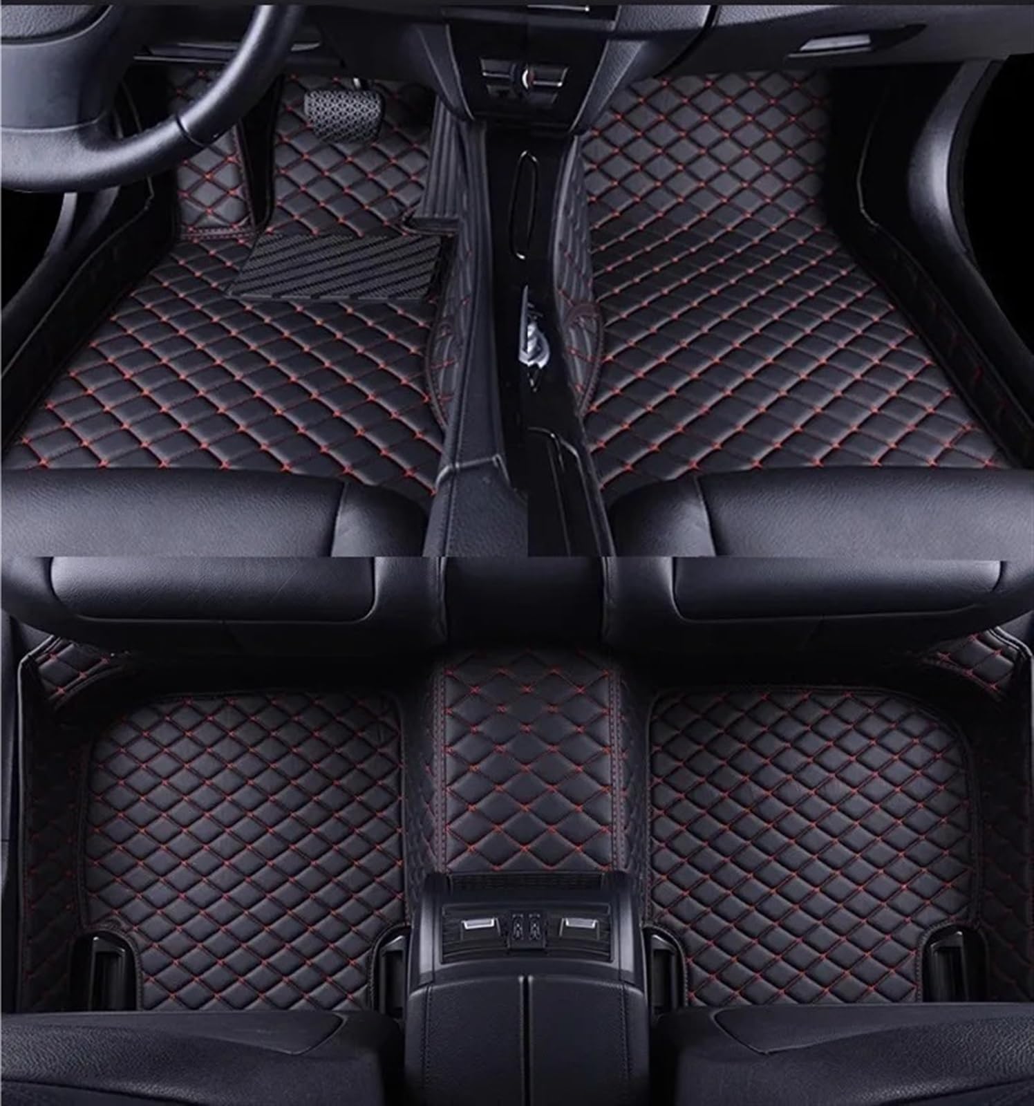 car Fußmatten Kompatibel mit Kia Für Sorento 5 Seat 2015 2016 2017 Benutzerdefinierte 3D-Auto-Fußmatten PU-Innenausstattung(Black Red 5 Seat) von Siuku