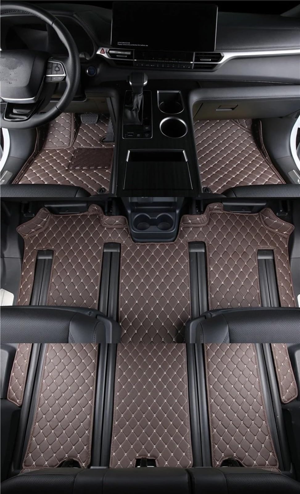 car Fußmatten Kompatibel mit Toyota für Sienna 2021 2022 Siebensitzer Auto-Fußmatten Autoteppiche Teppiche Zubehör Styling PU-Innenausstattung(Dark Brown) von Siuku