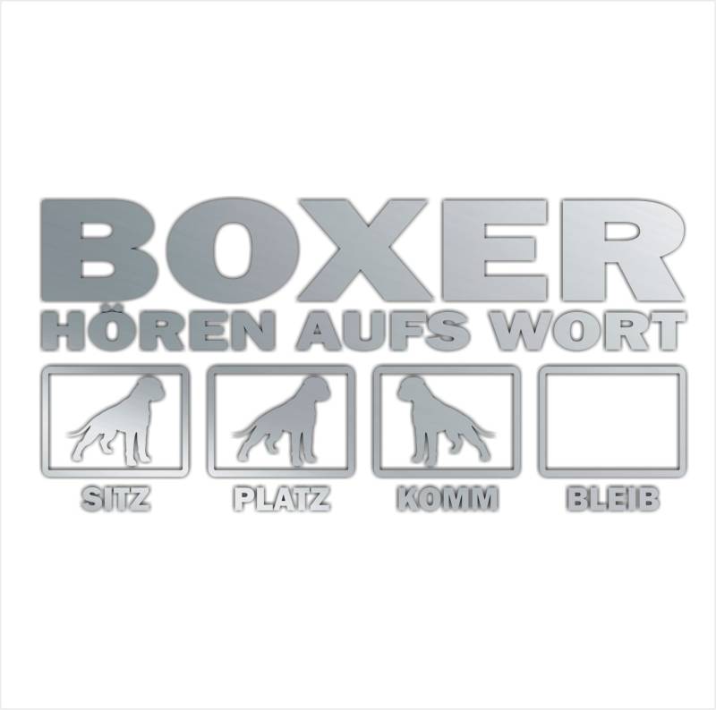 siviwonder Auto Aufkleber Boxer Hunde Hören aufs Wort Hundeaufkleber 30cm Silber metallic von siviwonder