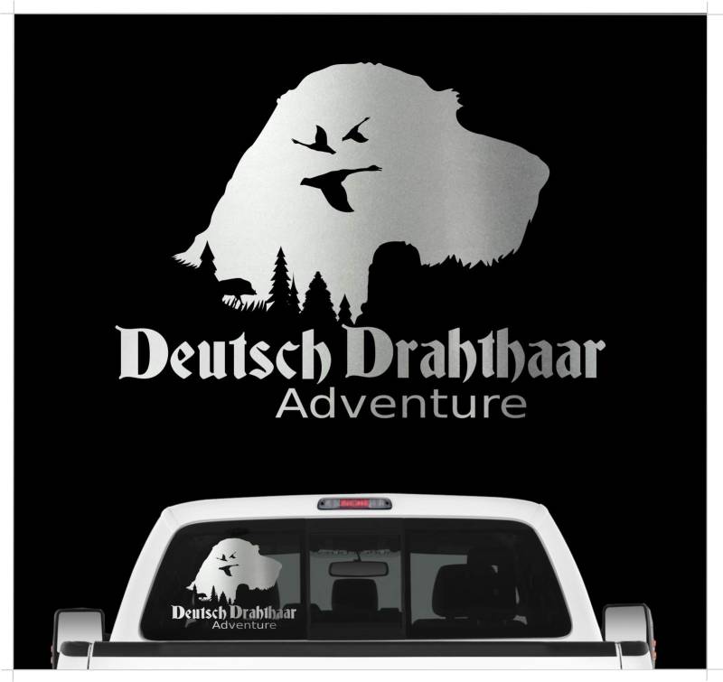 siviwonder Auto Aufkleber Deutsch Drahthaar DD Adventure Autoaufkleber Hundemotiv Hundeaufkleber autoaufkleber Hund Folie Jagdaufkleber Jagdsilber von siviwonder