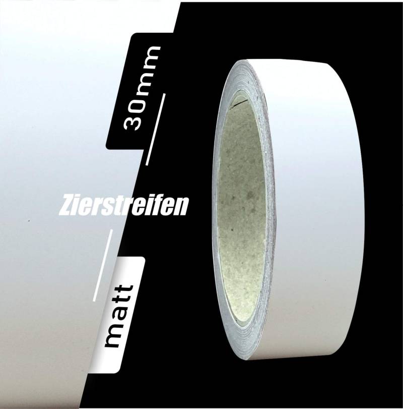 siviwonder Zierstreifen Matt weiß 30mm Aufkleber Länge 10m Auto Boot Klebeband Sticker White von siviwonder