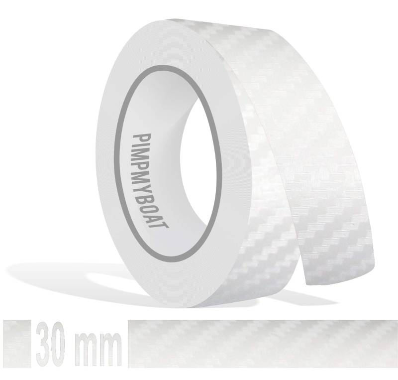 siviwonder Zierstreifen weiß Weiss Carbon in 30 mm Breite und 10 m Länge Folie für Auto Aufkleber Boot Jetski Modellbau Klebeband Dekorstreifen White von siviwonder