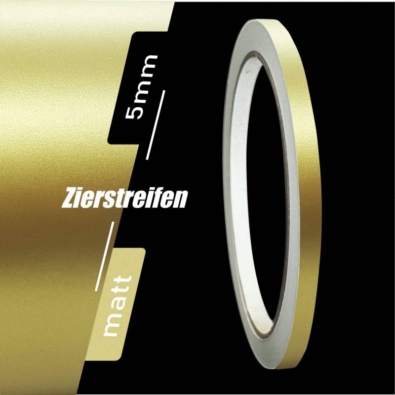 siviwonder Zierstreifen Matt Gold metallic 5mm Aufkleber Länge 10m Auto Boot Klebeband Sticker von siviwonder