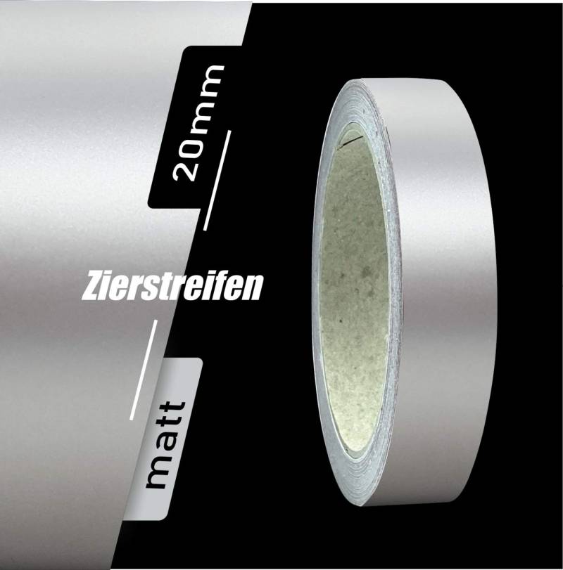 siviwonder Zierstreifen Matt Silber metallic 20mm Aufkleber Länge 10m Auto Boot Klebeband Sticker von siviwonder