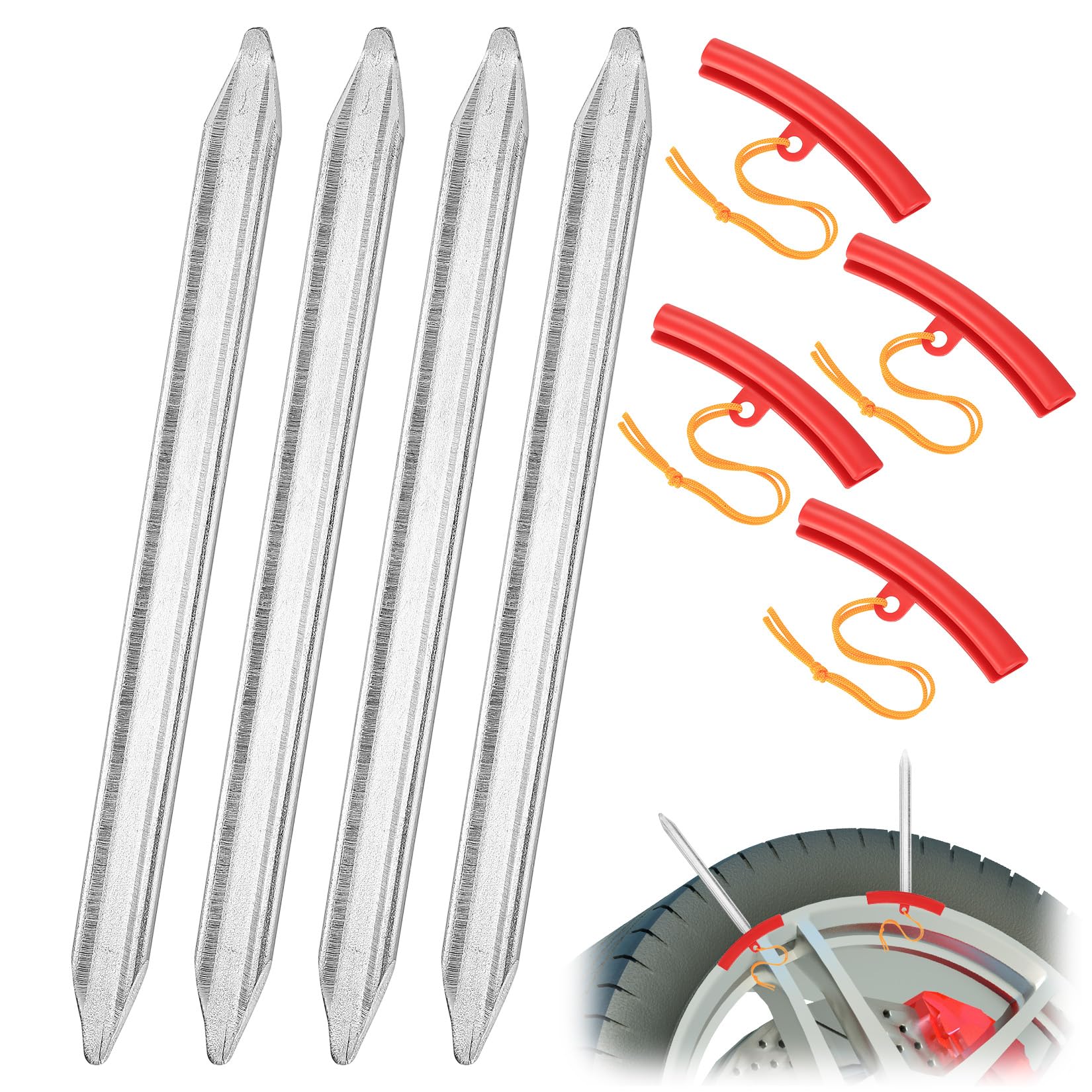 4 STK Reifenheber Reifen Montiereisen Reifenmontierhebel Werkzeug & STK 4 Felgenschutz Reifenmontage Werkzeug Set, Reifen Wechseln Werkzeug mit Felgenschützer für Motorrad Auto Fahrrad Reifenheber von Siyurongg