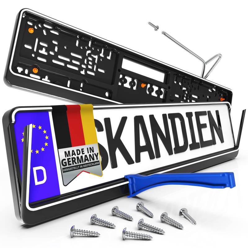 SKANDIEN Store® Kennzeichenhalter mit neuester Dämpfungstechnologie | Nummernschild Halterung inkl. Werkzeug | Das perfekte Auto Zubehör für Ihr Kfz | Werbefreie Nummernschildhalterung (Klipp Top 4) von SkandienStore