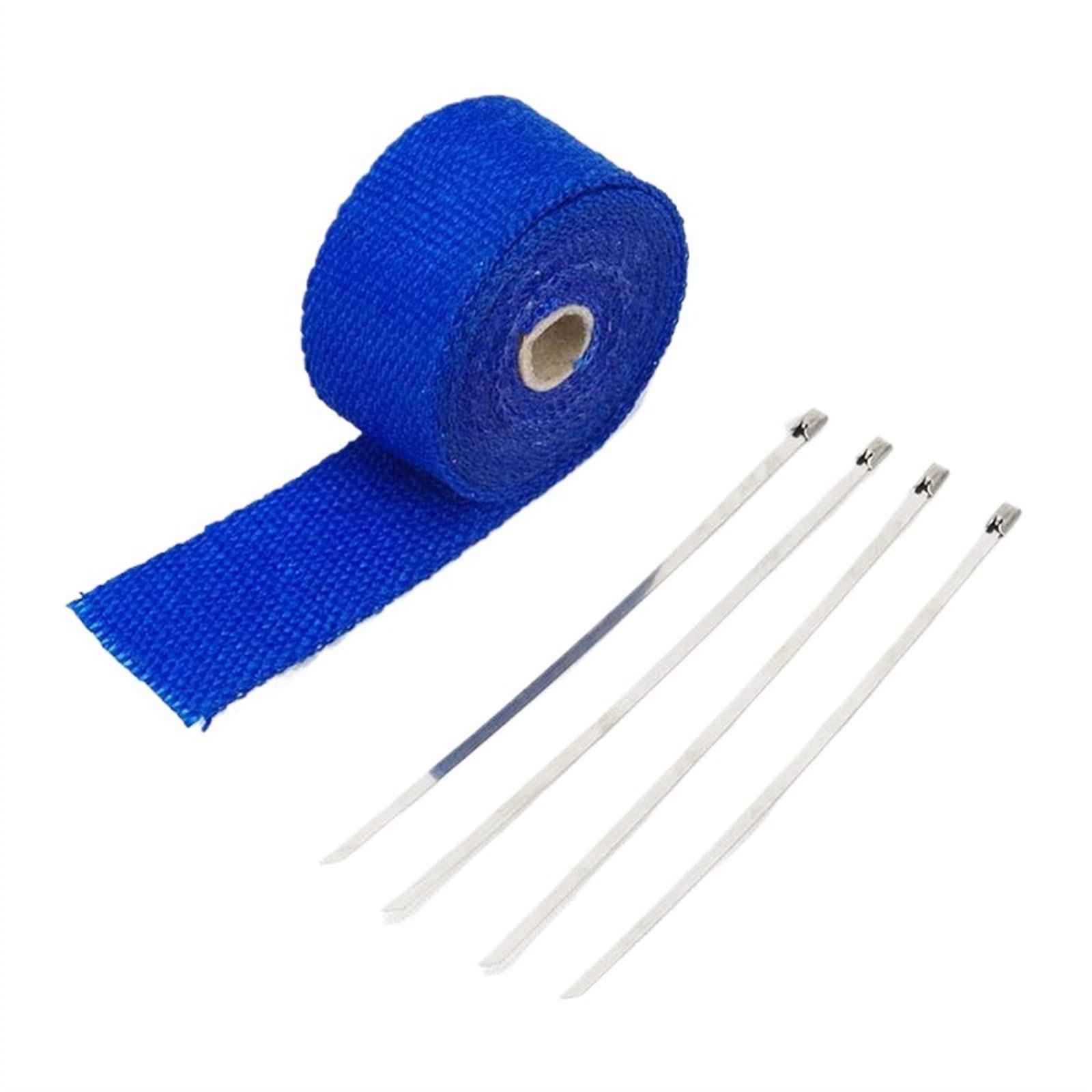 Auspuffbandage für Motorradauspuff, Rolle 5 m, Hitzeschild aus Glasfaser, Thermoband für Motorradauspuff, Thermoband für Headerrohre, mit Stahlschellen (Farbe: 5) von Skday