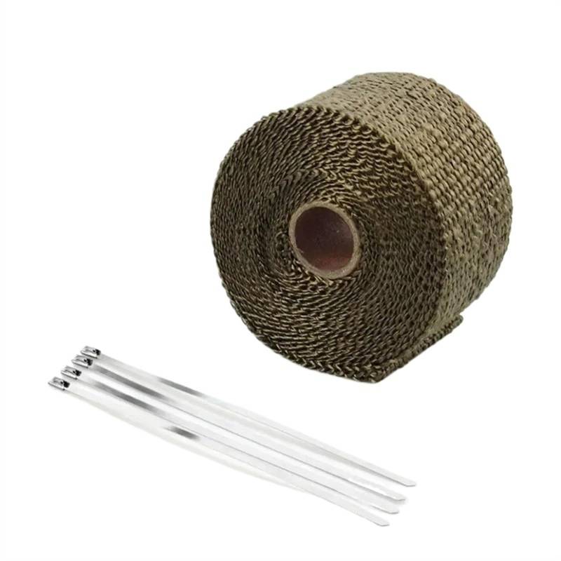 Skday Motorradauspuff-Verband für Auspuffrohre, Thermo-Isolierband für thermische Wicklung, Rolle für Auspuffrohr 50 mm x 5 m (Farbe: Braun) von Skday