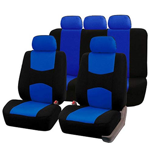 AutositzbezüGe Pu Leder,Auto-Sitzbezug Inneneinrichtungen 4 Teile / 9 stücke Stoff Auto Sitzbezug Universal Autozubehör Auto Sitzbezug Set for Autositzschutz(5seat Blue -E) von Skdvy