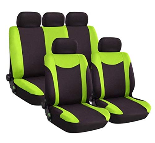 AutositzbezüGe Pu Leder,Auto-Sitzbezug Inneneinrichtungen 4 Teile / 9 stücke Stoff Auto Sitzbezug Universal Autozubehör Auto Sitzbezug Set for Autositzschutz(5seat Green -D) von Skdvy