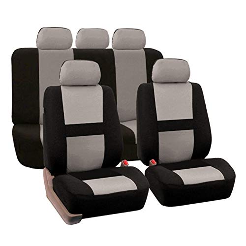 AutositzbezüGe Pu Leder,Auto-Sitzbezug Inneneinrichtungen 4 Teile / 9 stücke Stoff Auto Sitzbezug Universal Autozubehör Auto Sitzbezug Set for Autositzschutz(5seat Grey -A) von Skdvy