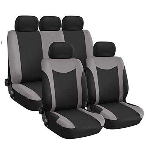 AutositzbezüGe Pu Leder,Auto-Sitzbezug Inneneinrichtungen 4 Teile / 9 stücke Stoff Auto Sitzbezug Universal Autozubehör Auto Sitzbezug Set for Autositzschutz(5seat Grey -D) von Skdvy