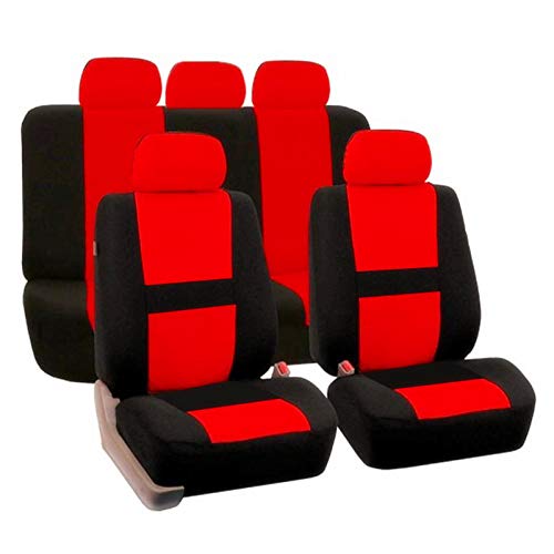 AutositzbezüGe Pu Leder,Auto-Sitzbezug Inneneinrichtungen 4 Teile / 9 stücke Stoff Auto Sitzbezug Universal Autozubehör Auto Sitzbezug Set for Autositzschutz(5seat red -A) von Skdvy