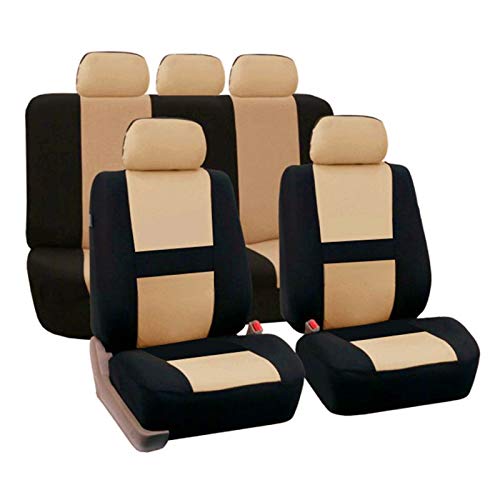 AutositzbezüGe Pu Leder,Auto-Sitzbezug Inneneinrichtungen 4 Teile / 9 stücke Stoff Auto Sitzbezug Universal Autozubehör Auto Sitzbezug Set for Autositzschutz(Beige 5seat -A) von Skdvy