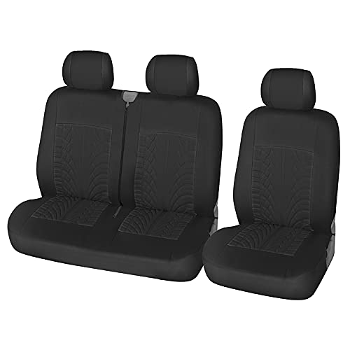 Skdvy AutositzbezüGe Pu Leder,Auto-Sitzbezug 2 + 1CAR Sitzbezüge Universal for die meisten Autositzschutzabdeckung Auto Innenausstattung Automobile Sitzbezüge(Black) von Skdvy