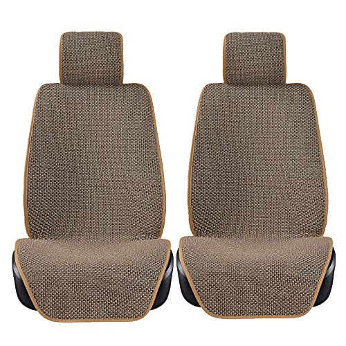 Skdvy AutositzbezüGe Pu Leder,Auto-Sitzbezug Autositz-Abdeckung Protector-Flachs-Vorder- oder Rücksitz-Back-Kissen Pad Mat Rückenlehne for Auto-Innenfahrzeug(2 Seats beige) von Skdvy