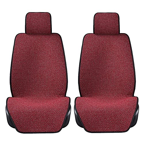 Skdvy AutositzbezüGe Pu Leder,Auto-Sitzbezug Autositz-Abdeckung Protector-Flachs-Vorder- oder Rücksitz-Back-Kissen Pad Mat Rückenlehne for Auto-Innenfahrzeug(2 Seats red) von Skdvy