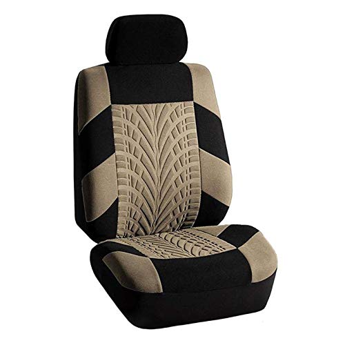 Skdvy AutositzbezüGe Pu Leder,Auto-Sitzbezug Autositz-Abdeckung Set Universal Persönlichkeit Reifenspur Spleißen Auto Styling Zubehör Innen 2/4 / 9PCS(2pcs Beige) von Skdvy