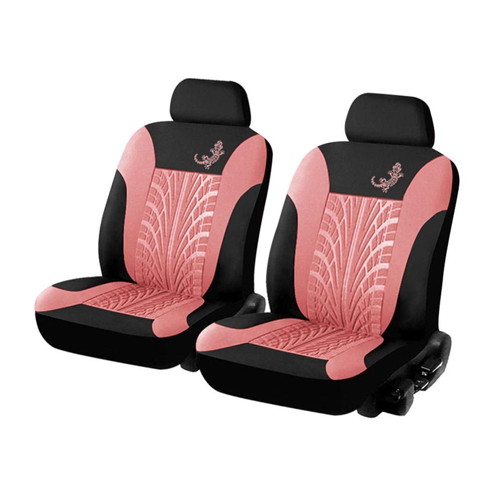 Skdvy AutositzbezüGe Pu Leder,Auto-Sitzbezug Autositzbezüge Set Universal Fit am meisten mit Reifenspur Detail Styling Rosa Protector Vier Jahreszeiten(4pcs Pink) von Skdvy