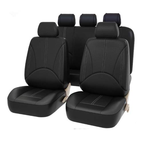 Skdvy AutositzbezüGe Pu Leder,Auto-Sitzbezug Universal-Autositz-Abdeckung Protector PU. Lederfront- und Rücksitz-Rückenkissen Pad Mat Rückenlehne for Auto-Innenwagen SUV Limousine(9PCS Black) von Skdvy