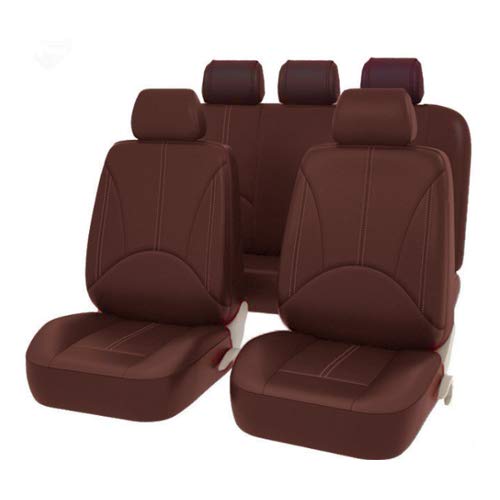 Skdvy AutositzbezüGe Pu Leder,Auto-Sitzbezug Universal-Autositz-Abdeckung Protector PU. Lederfront- und Rücksitz-Rückenkissen Pad Mat Rückenlehne for Auto-Innenwagen SUV Limousine(9PCS Coffee) von Skdvy