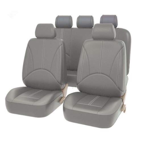 Skdvy AutositzbezüGe Pu Leder,Auto-Sitzbezug Universal-Autositz-Abdeckung Protector PU. Lederfront- und Rücksitz-Rückenkissen Pad Mat Rückenlehne for Auto-Innenwagen SUV Limousine(9PCS Grey) von Skdvy