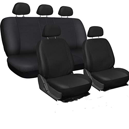 Skdvy AutositzbezüGe Pu Leder,Auto-Sitzbezug Universal-Autositz-Abdeckung Protector PU. Lederfront- und Rücksitz-Rückenkissen Pad Mat Rückenlehne for Auto-Innenwagen SUV Limousine(Black) von Skdvy