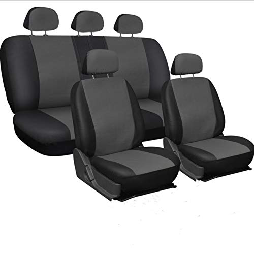 Skdvy AutositzbezüGe Pu Leder,Auto-Sitzbezug Universal-Autositz-Abdeckung Protector PU. Lederfront- und Rücksitz-Rückenkissen Pad Mat Rückenlehne for Auto-Innenwagen SUV Limousine(Black Grey) von Skdvy