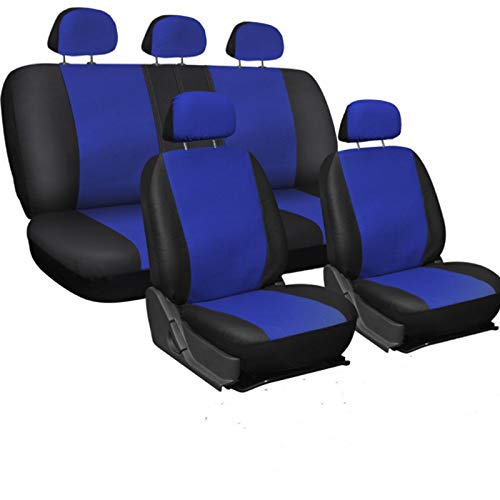 Skdvy AutositzbezüGe Pu Leder,Auto-Sitzbezug Universal-Autositz-Abdeckung Protector PU. Lederfront- und Rücksitz-Rückenkissen Pad Mat Rückenlehne for Auto-Innenwagen SUV Limousine(Blue) von Skdvy