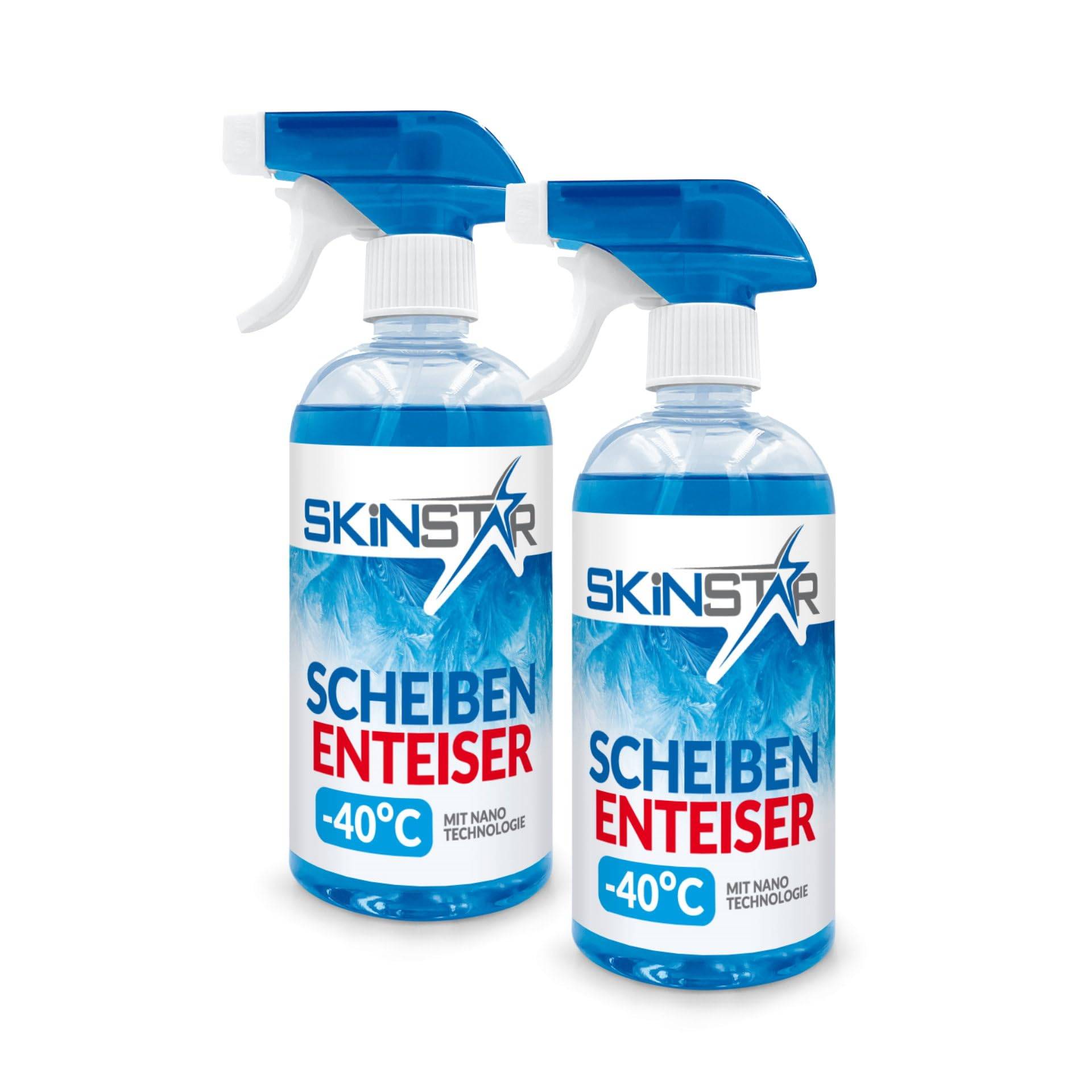 SkinStar Scheibenenteiser bis -40°C | Enteisungsspray für Windschutzscheiben | Kratzfreie Auto-Enteisung | Klare Sicht | mit Nano-Technologie (Spray, 1l) von SkinStar