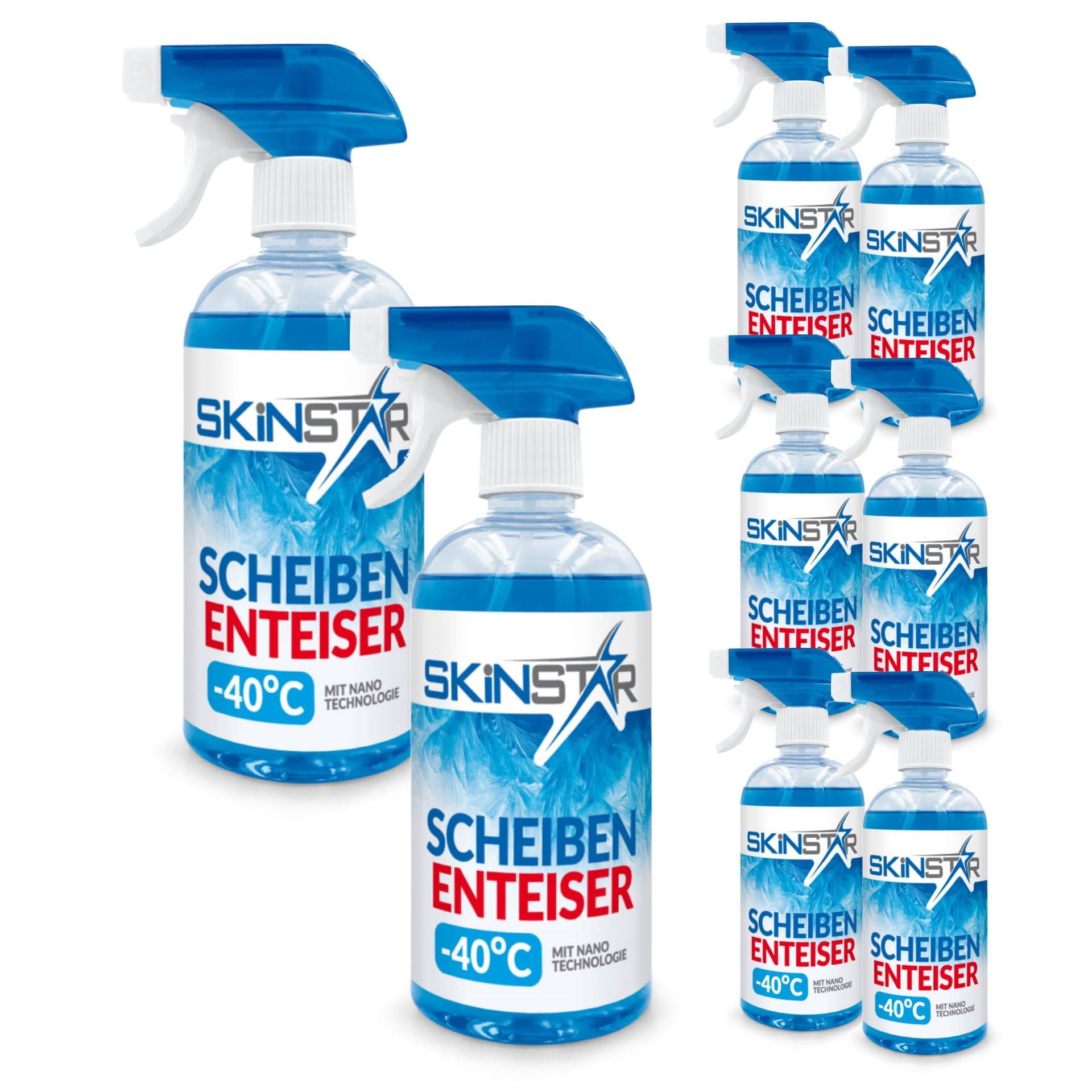 SkinStar Scheibenenteiser bis -40°C | Enteisungsspray für Windschutzscheiben | Kratzfreie Auto-Enteisung | Klare Sicht | mit Nano-Technologie (Spray, 4l) von SkinStar