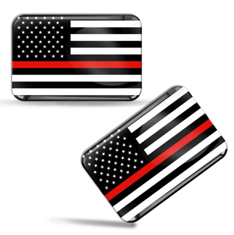 Biomar Labs® 2 x Aufkleber 3D Gel Silikon Stickers USA Amerika Thin Red Line Flag America Dünne Rote Linie Flagge Fahne Auto Motorrad Fahrrad Fenster Tür PC Handy Tablet Laptop F 45 von Biomar Labs