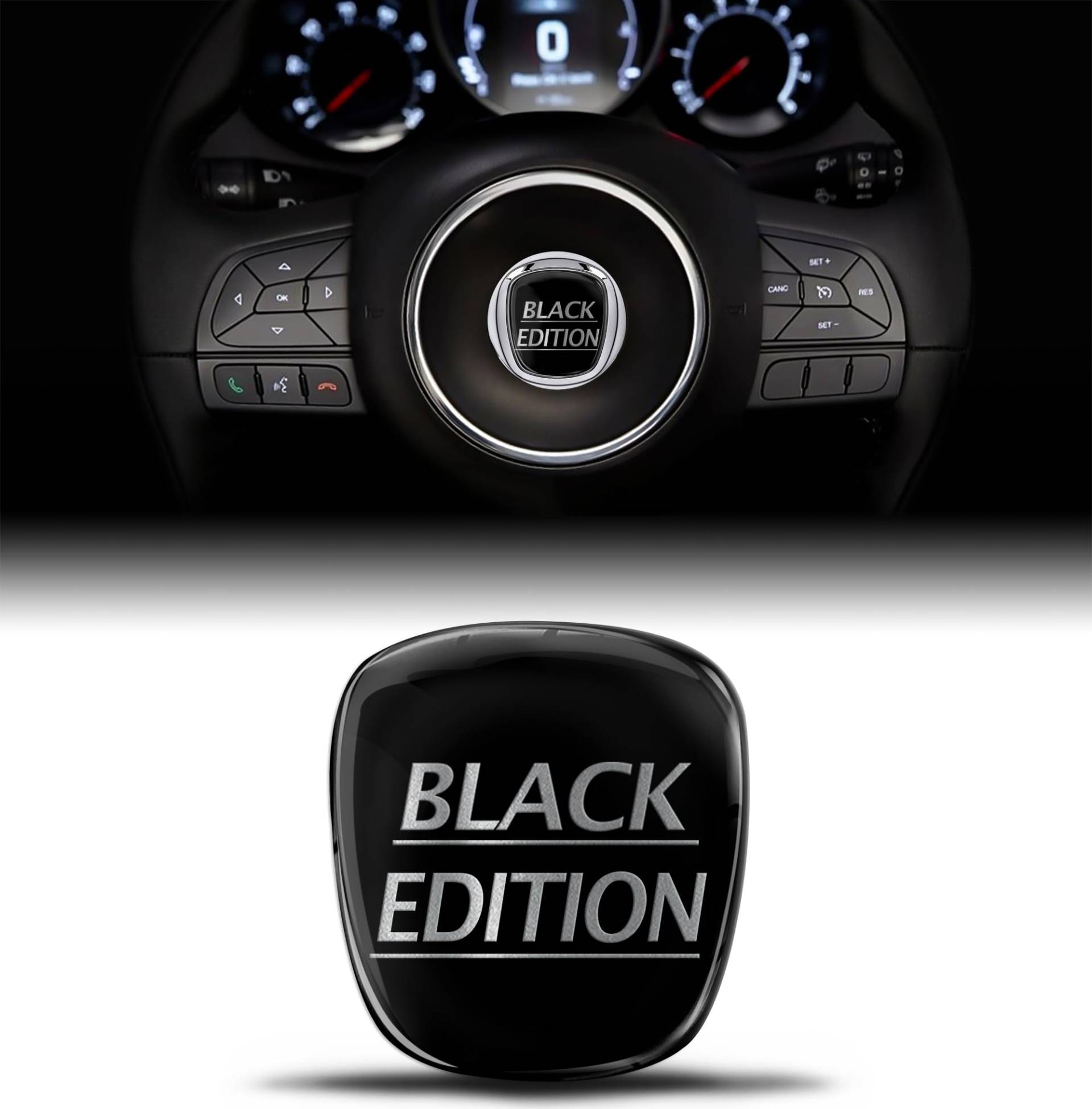 3D-Silikon-Aufkleber Kompatibel mit FIAT 500 Emblem Lenkrad Badge Zubehör Teile Abziehbilder Lenkrad Dekoration VF 3 von Skino