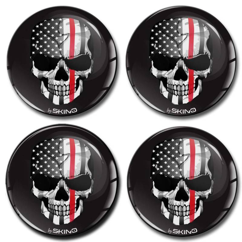 SkinoEu Aufkleber Autoaufkleber für Radkappen Nabenkappen Nabendeckel Radnabendeckel Rad-Aufkleber 60mm USA Flagge Totenkopf A 3260 von Skino