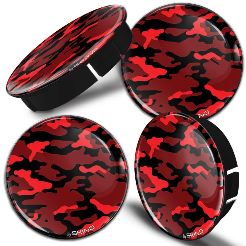 SkinoEu® 4 x 60mm Silikon Nabenkappen Kappen Camouflage Rot Felgendeckel Radkappen Radnabendeckel Nabendeckel Auto Tuning C 19 Z* von SkinoEu