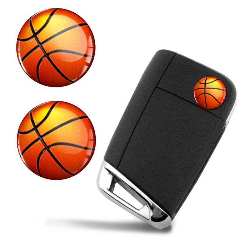 SkinoEu® 2 x Ø14mm Basketball Ball Basketbälle Aufkleber Stickers Sport Emblem Für Fernbedienung Auto Moto Logo Key Badge Tuning KS 153 von Skino