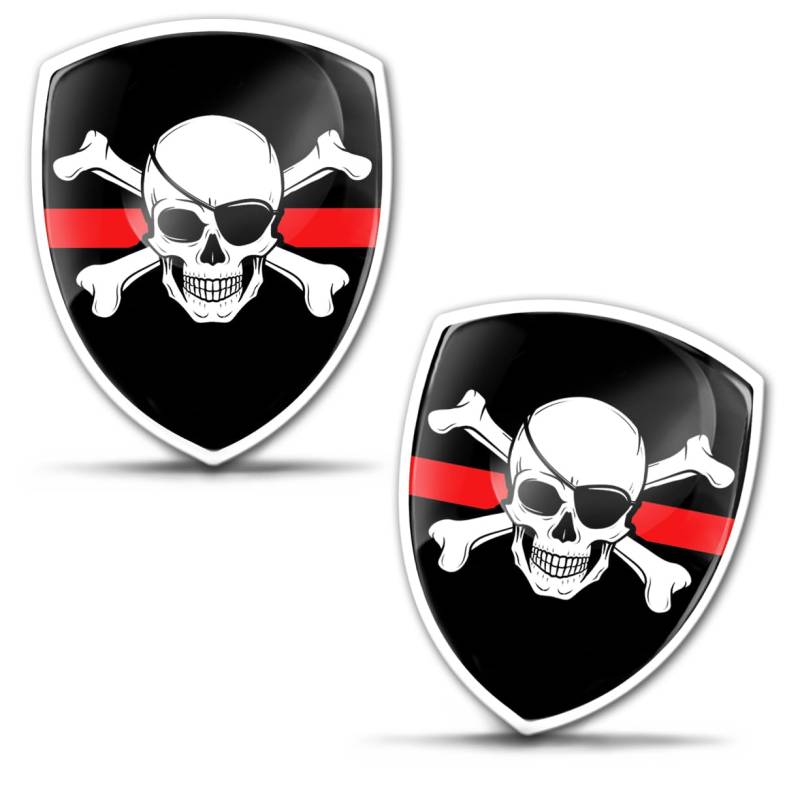 SkinoEu 2 x 3D Gel Aufkleber Piraten Schädel Pirat Totenkopf Flagge Fahne Abzeichen Auto Fahrrad Motorrad Tuning F 101 von SkinoEu