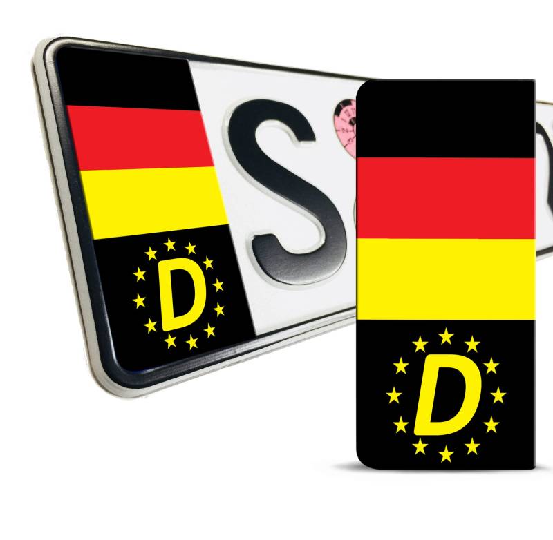 SkinoEu 2 x Vinyl Aufkleber Nummernschild Kennzeichen JDM Tuning Auto Motorrad Deutschland DE Deutsche Flagge Fahne Germany Stickers EU QV 11 Z* von SkinoEu