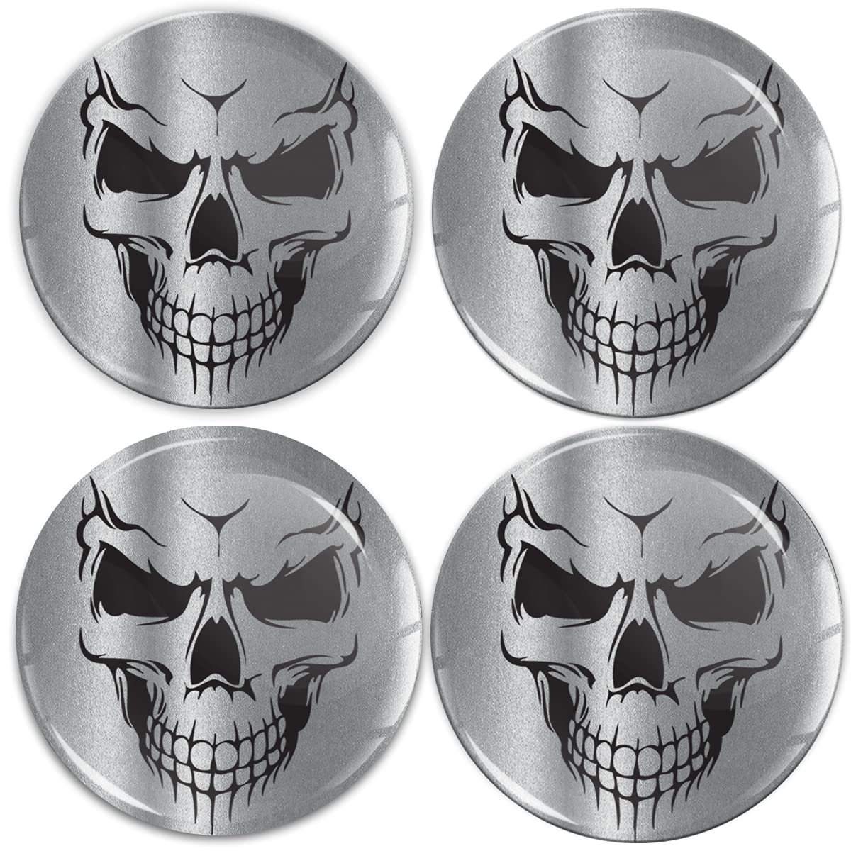 SkinoEu Aufkleber Autoaufkleber für Radkappen Nabenkappen Nabendeckel Radnabendeckel Rad-Aufkleber 50mm Silber Totenkopf Schädel A 9350 von SkinoEu