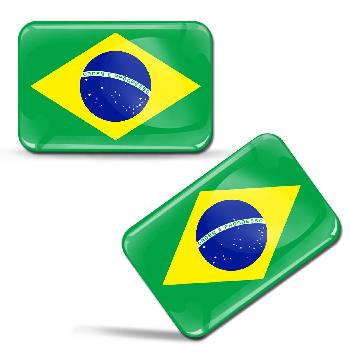 SkinoEu® 2 x 3D Aufkleber Brasilien Flagge Brasilianische Fahne F 184 von SkinoEu